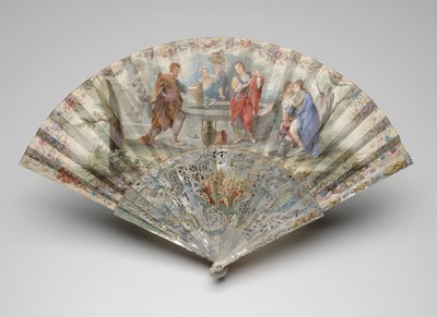 Folding fan with Rebecca and Eliezer at the well, c.1740s by Unknown artist