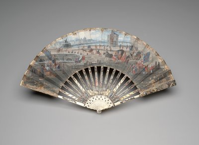 Folding fan with a view of the Pont Neuf, c.1755-60 by Unknown artist
