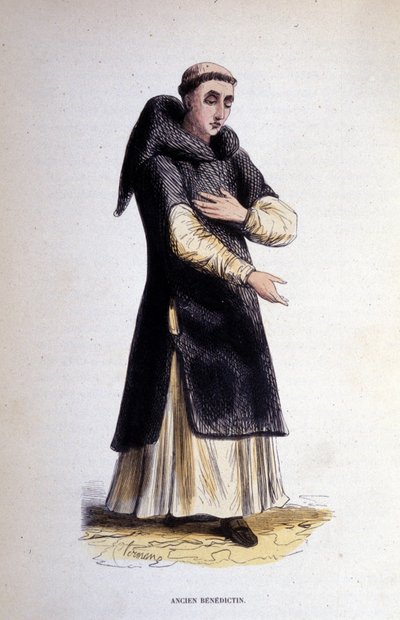Former Benedictine. Engraving from an album on religious orders, Paris by Unknown artist