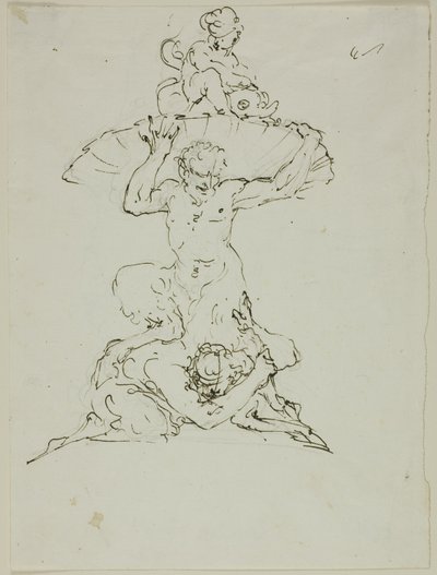 Fountain with Satyr and Putto (front); Punchinello (back) by Unknown artist