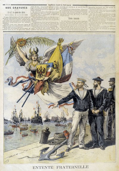 Fraternal Entente (allegorical image of the Franco-Russian Entente) - in “Le Petit Journal” by Unknown artist