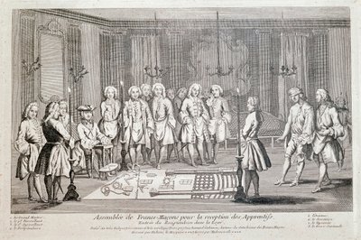 Freemasonry: Assembly of Francs Macons for the admission of apprentices. Ceremony for the entry of the recipient into the lodge by Unknown artist
