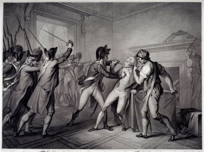 French Revolution: Arrest of Robespierre on 27 July 1794. Engraving of the 18th Century by Unknown artist