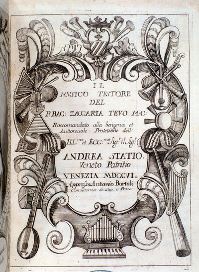 Frontispiece of Il Musico Testore by Zaccaria Tevo by Unknown artist