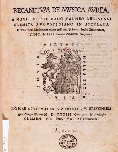 Frontispiece of Recanetum de musica aurea by Stephanus Aureus by Unknown artist