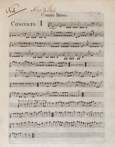 Frontispiece of Musical Score of Six Concertos in 8 Parts by G B Sammartini and J A Hasse by Unknown artist