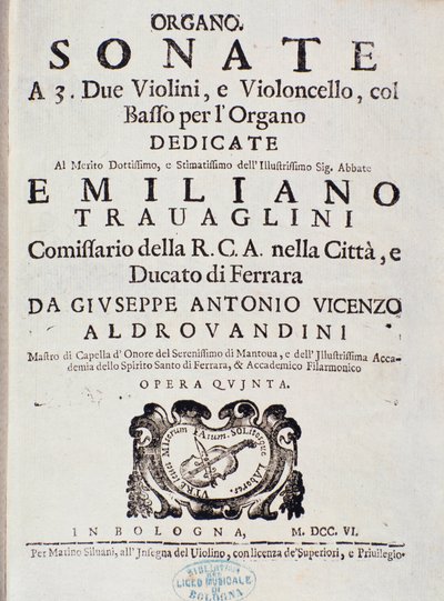 Frontispiece of musical score of 