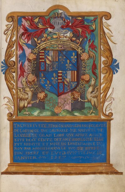 Frontispiece with Coat of Arms of Claude de Lorraine, Duke of Aumale by Unknown artist