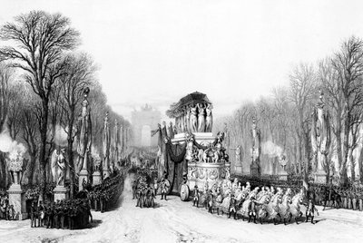 Funeral of Emperor Napoleon Bonaparte. Return of the ashes of Emperor Napoleon I on the Champs-Elysees, Paris by Unknown artist