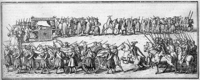 Funeral of a Pope in the 18th century: the funeral convoy. by Unknown artist