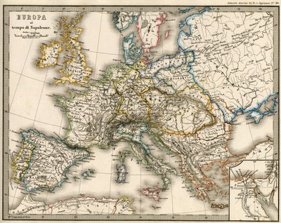 Geographic map of Europe at the time of Napoleon I. In 