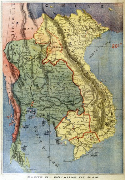 Geographic Map of the Kingdom of Siam - in Le Petit Journal by Unknown artist