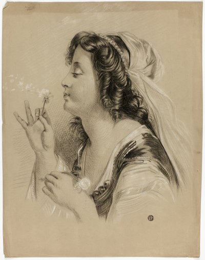 Girl Blowing on a Dandelion (front); Profile Head of a Girl (back) by Unknown artist