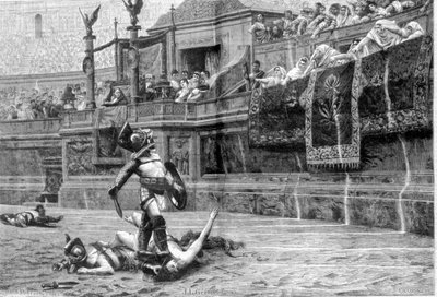 Gladiator Battle in Roman Times after the Painting of J. L. Gerome by Unknown artist