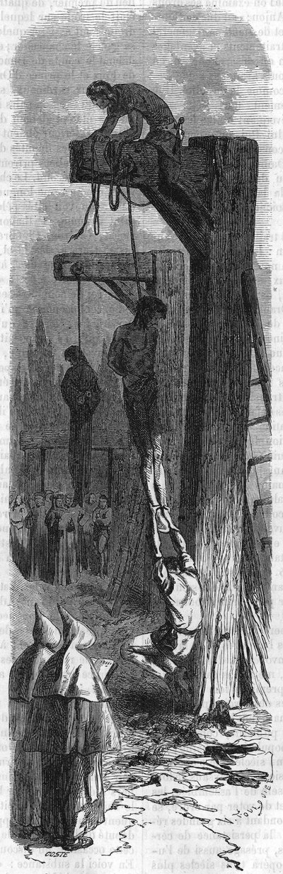 Hanging of Olive Tree the Devil, Barber by Louis XI. Engraving from the 19th Century by Unknown artist