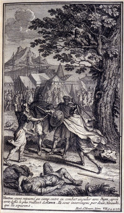 Hector, Returning to the Camp, Enters into a Singular Battle with Ajax (Illustration for Book VII of the Iliad of Homer) by Unknown artist
