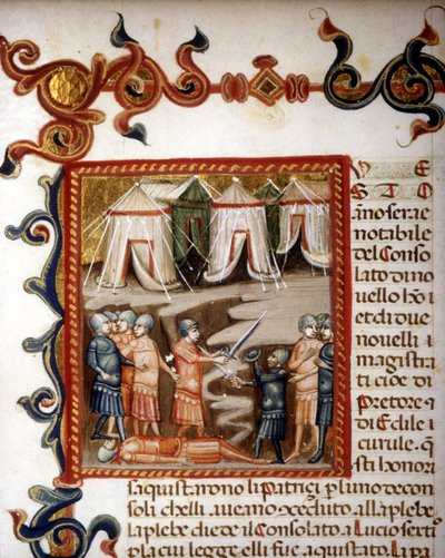 Historiae Romanae Decades (Groups of 10 Books) by Titus Livius. Miniature Representing the Roman Conquest. 14th Century by Unknown artist