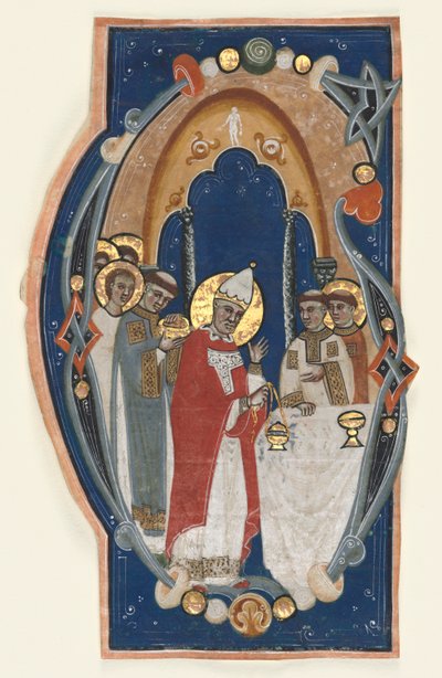 Historiated Initial (G) Excised from a Choir Book: St. Gregory the Great Celebrating Mass by Unknown artist