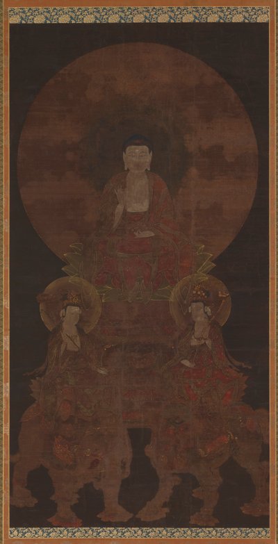 Historical Buddha Shakyamuni with the Bodhisattvas Fugen (Samantabhadra) and Monju (Manjushri) by Unknown artist