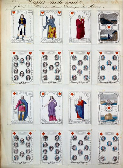 Historical game cards representing great characters from history, art, literature, religion. 19th century. Paris, B.N. by Unknown artist