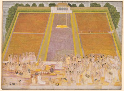 Holi Festival in a Walled Garden with Celebrants by Unknown artist