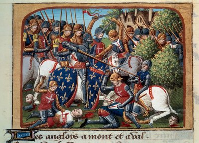 The battle of Formigny between the English army of Thomas Kyriell and Jean de Clermont by Unknown artist