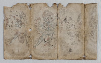 Iconographic Drawings: Chakrashamvara with Vajravarahi, Hevajra with Nairatmya, and Yamantaka (verso) by Unknown artist