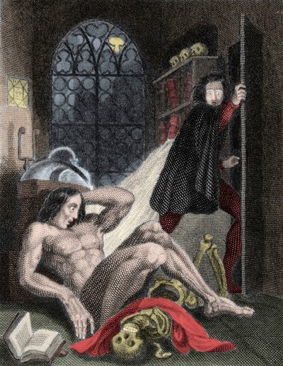 Illustration for “Frankenstein” by British writer Mary Wollstonecraft Shelley (1797-1851). 1831: 