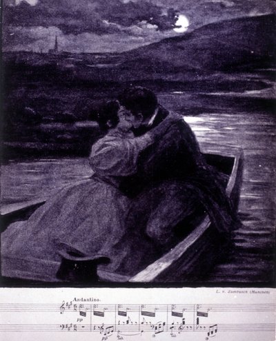 Illustration for the Beau Danube Bleu by Johann Strauss (1825-1899), Austrian conductor and composer. by Unknown artist