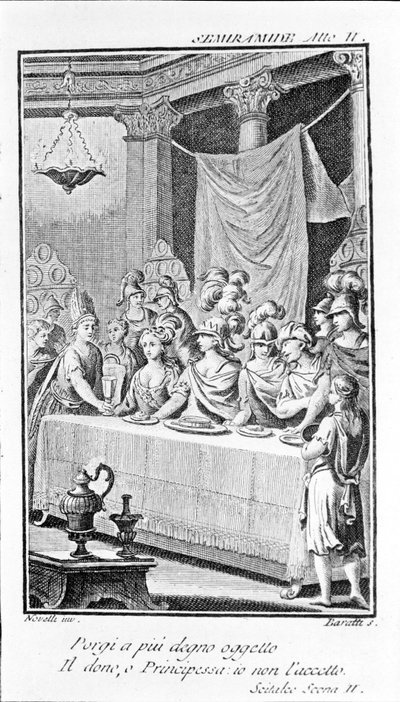 Illustration of Semiramis, opera by Antonio Salieri (1750 - 1825). Booklet by Pierre Metastase (or Pietro Metastasio). Act II, sc. II. by Unknown artist