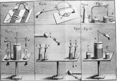 Illustration of Experiments by Luigi Galvani, Italian Physicist and Physician (1737 - 1798) Explaining the Passage of Electric Current Moving the Legs of a Frog by Unknown artist