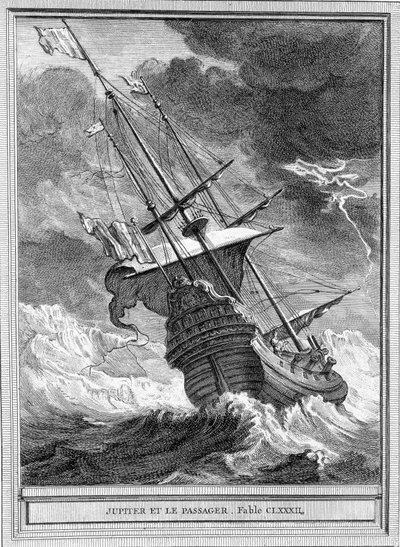 Illustration of the fable Jupiter and the passenger by Jean de La Fontaine by Unknown artist