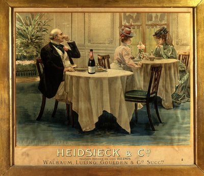 In a Restaurant - Advertising Poster for Champagne Heidsieck, Late 19th Century by Unknown artist
