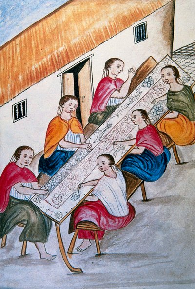 Indian workers sewing, from the book 