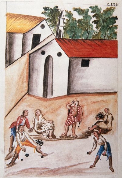 Indians playing the game of the choloques, from the book "Trujillo del Peru" or "Codex Martínez Compañón", by Baltazar Martinez Compañón y Bujanda, bishop of Trujillo (1782-1785) by Unknown artist