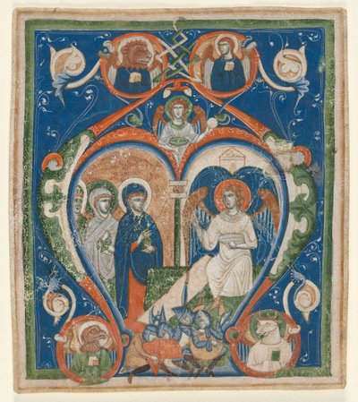 Initial A [ngelus Domini descendit] from an Antiphonary: The Three Marys at the Tomb by Unknown artist
