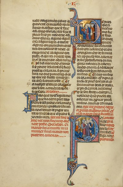 Initial D: A Woman Accusing her Husband before a Judge; Initial P: A Couple Led by Soldiers before a King by Unknown artist