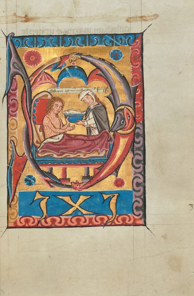 Initial D: A Woman Feeding a Leper in Bed by Unknown artist