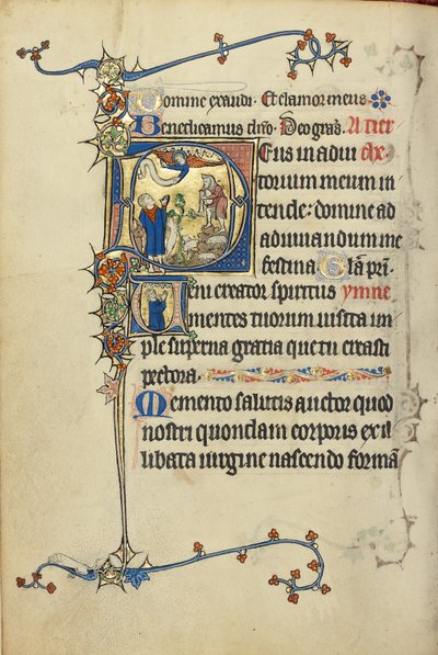 Initial D: The Annunciation to the Shepherds; Initial V: A Man in Prayer by Unknown artist