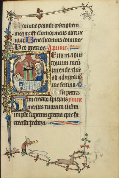 Initial D: The Nativity; Initial V: A Monk in Prayer by Unknown artist