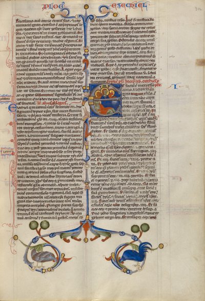 Initial E: Ezekiel Dreaming of the Four Evangelist Symbols by Unknown artist