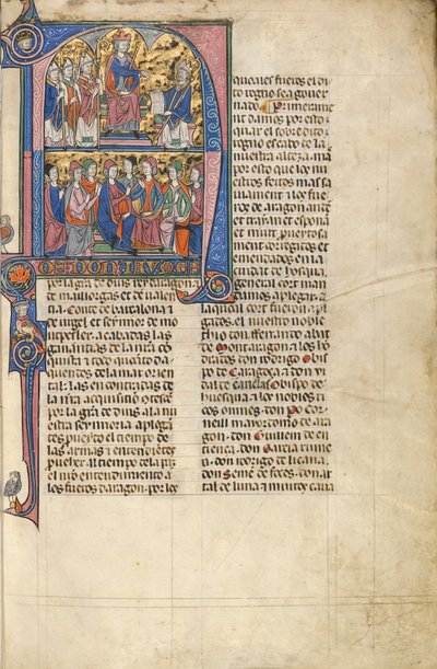 Initial N: Vidal de Canellas Offering His Text to King James by Unknown artist