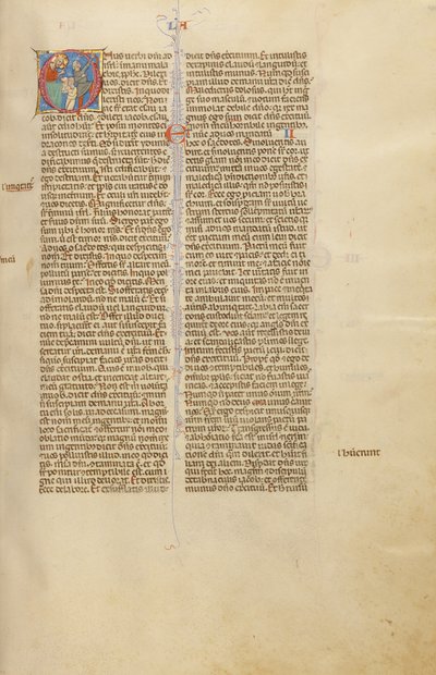Initial O: The Sacrifice of a Lamb and a Man Pointing a Hunting Bow by Unknown artist