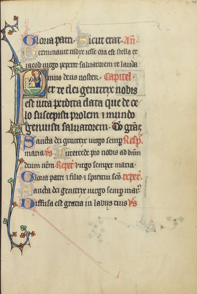 Initial P: The Virgin Mary Taking the Hand of a Person Raised from the Dead by Unknown artist
