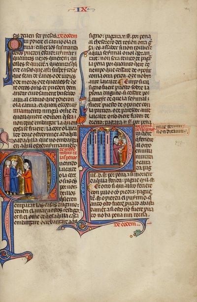 Initial Q: A Man Greeting Two Men from his Doorway; Initial Q: Two Men Fighting in Front of a House by Unknown artist