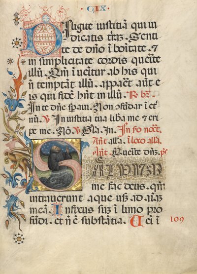 Initial S: A Monk Praying in the Water by Unknown artist