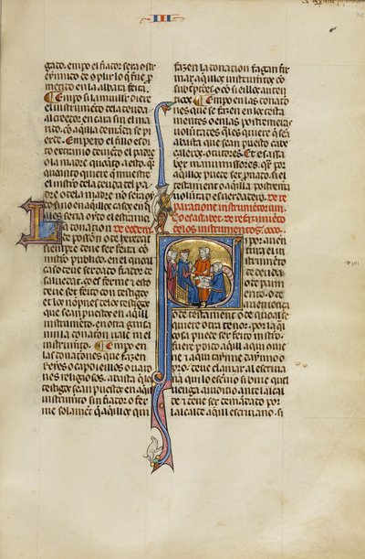 Initial S: Two Men Disputing before a Judge by Unknown artist