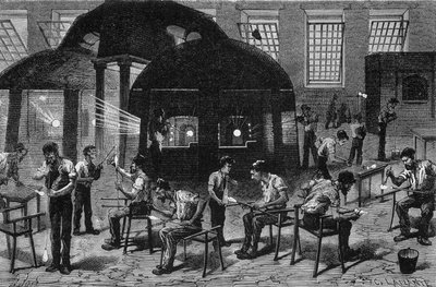 Interior of a glassware, engraving 19th century by Unknown artist