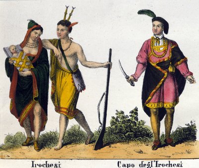 Iroquois Indians of the United States of America. Lithograph from the beginning of the 19th century by Unknown artist