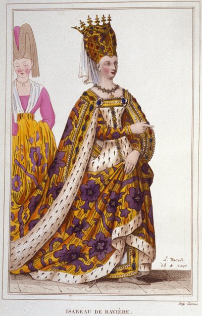 Isabeau of Bavaria. Queen of France. Engraving of 1830. by Unknown artist